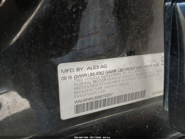 Продажа на аукционе авто 2016 Audi A4 2.0t Premium, vin: WAUAFAFL2GN010257, номер лота: 44611065