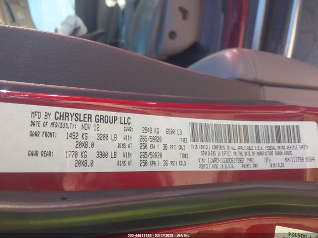 2013 Dodge Durango Crew მანქანა იყიდება აუქციონზე, vin: 1C4RDHDG3DC617382, აუქციონის ნომერი: 44611155