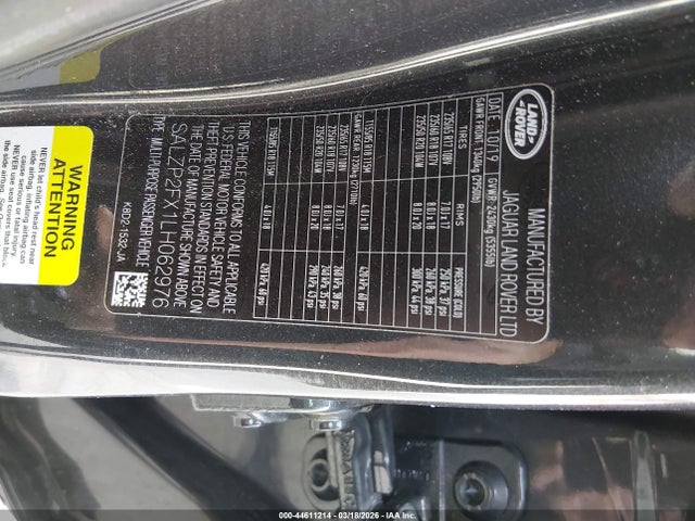 2020 LAND ROVER RANGE ROVER EVOQUE SALZP2FX1LH062976 Photo 8