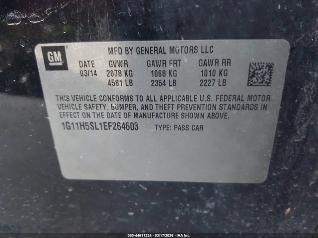 1G11H5SL1EF264603 Chevrolet Malibu 1lz