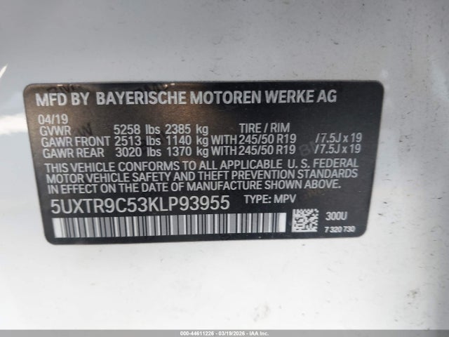 5UXTR9C53KLP93955 BMW X3 Xdrive30i