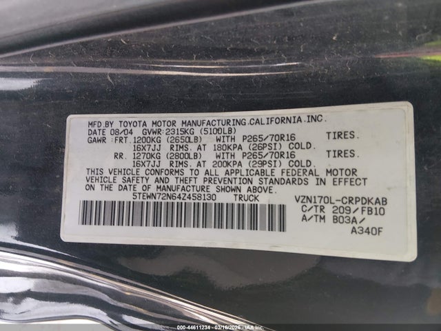 2004 TOYOTA TACOMA 5TEWN72N64Z458130 Photo 8