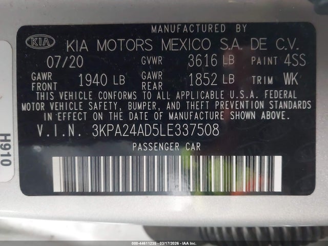 2020 KIA RIO 3KPA24AD5LE337508 Photo 8