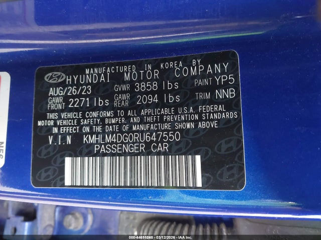 44611245 :رقم المزاد ، KMHLM4DG0RU647550 vin ، 2024 Hyundai Elantra Sel مزاد بيع