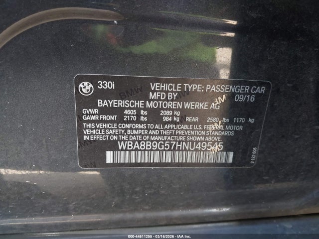 WBA8B9G57HNU49545 BMW 330I