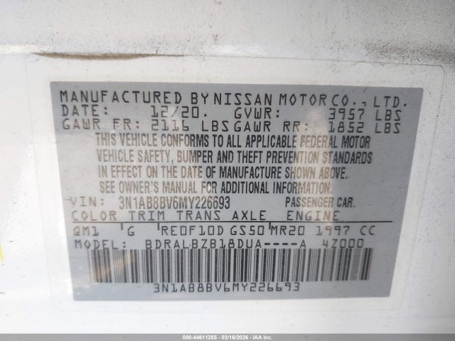 Nissan Sentra S Xtronic Cvt 2021 3N1AB8BV6MY226693 Image 9