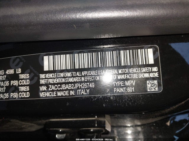 ZACCJBAB2JPH26749 Jeep Renegade Upland Edition 4x4