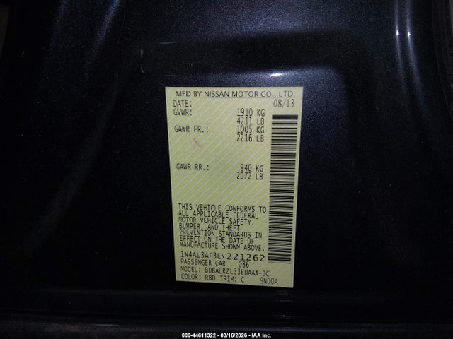 1N4AL3AP3EN221262 Nissan Altima 2.5 S