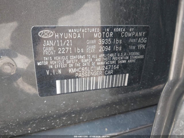 Продажа на аукционе авто 2021 Hyundai Ioniq Hybrid Blue, vin: KMHC65LC1MU247164, номер лота: 44611355
