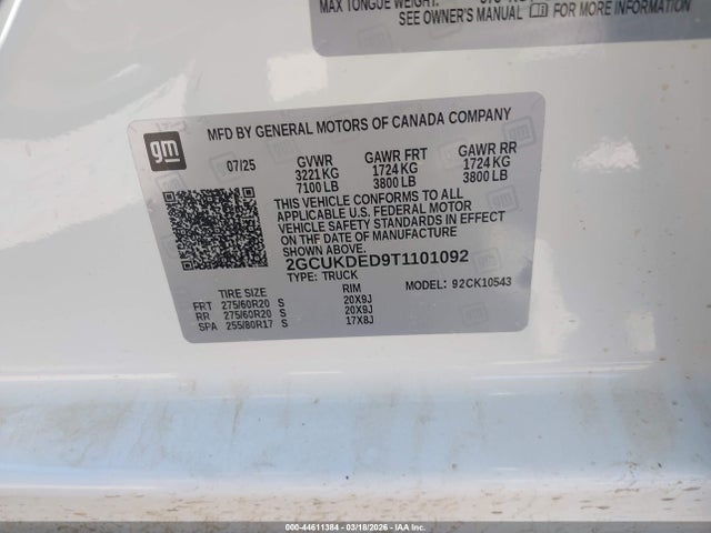Продажа на аукционе авто 2026 Chevrolet Silverado 1500 4wd  Standard Bed Lt, vin: 2GCUKDED9T1101092, номер лота: 44611384