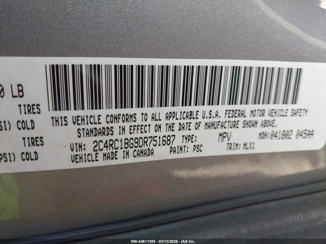 Продаж на аукціоні авто 2013 Chrysler Town & Country Touring, vin: 2C4RC1BG9DR751687, номер лоту: 44611385