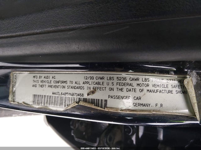 2000 AUDI A6 WAUZL64B5YN073468 Photo 8