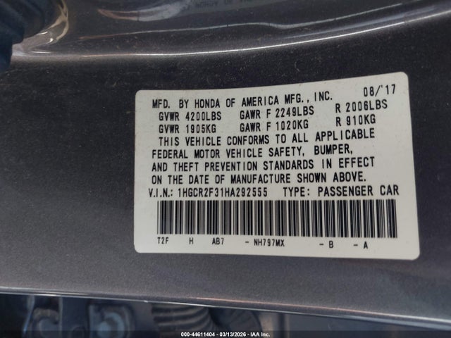 1HGCR2F31HA292555 Honda ACCORD LX