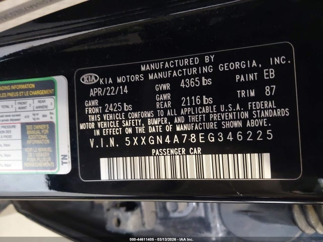 KIA OPTIMA EX 2014 5XXGN4A78EG346225 Image 9