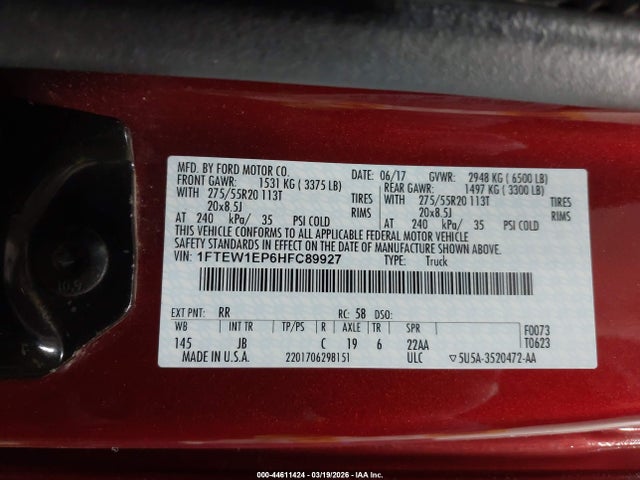 Ford F-150 Xlt 2017 1FTEW1EP6HFC89927 Image 9