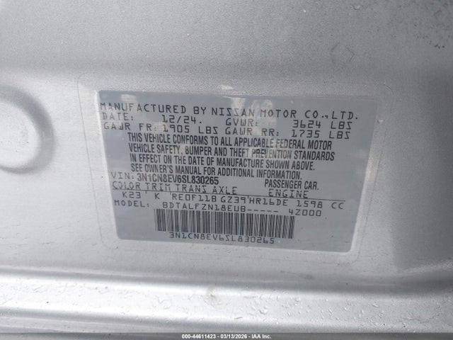 Nissan Versa 1.6 Sv 2025 3N1CN8EV6SL830265 Image 9