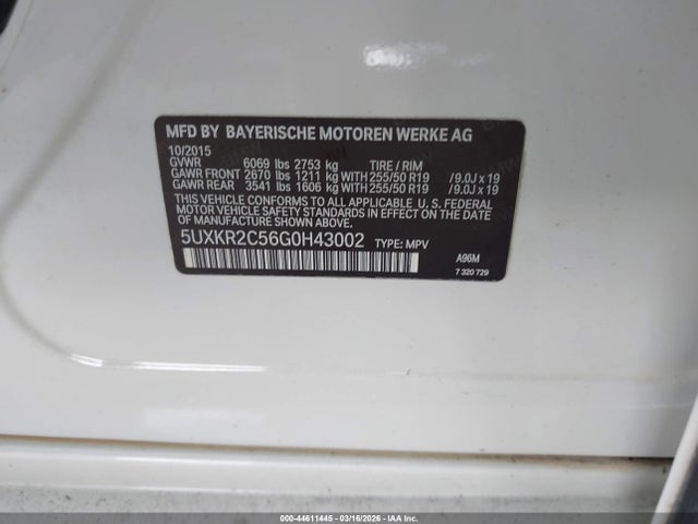 Aukcja sprzedaży 2016 Bmw X5 Sdrive35i, vin: 5UXKR2C56G0H43002, numer aukcji: 44611445