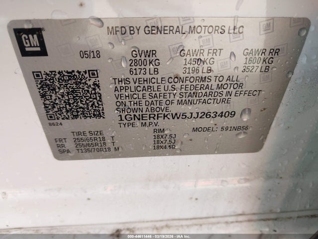 1GNERFKW5JJ263409 Chevrolet Traverse Ls