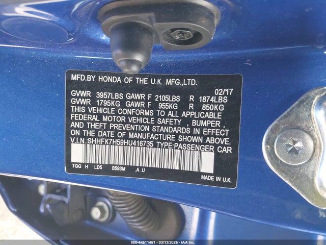 SHHFK7H59HU416735 Honda CIVIC EX