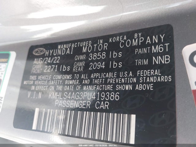 2023 Hyundai Elantra Sel მანქანა იყიდება აუქციონზე, vin: KMHLS4AG3PU419386, აუქციონის ნომერი: 44611462