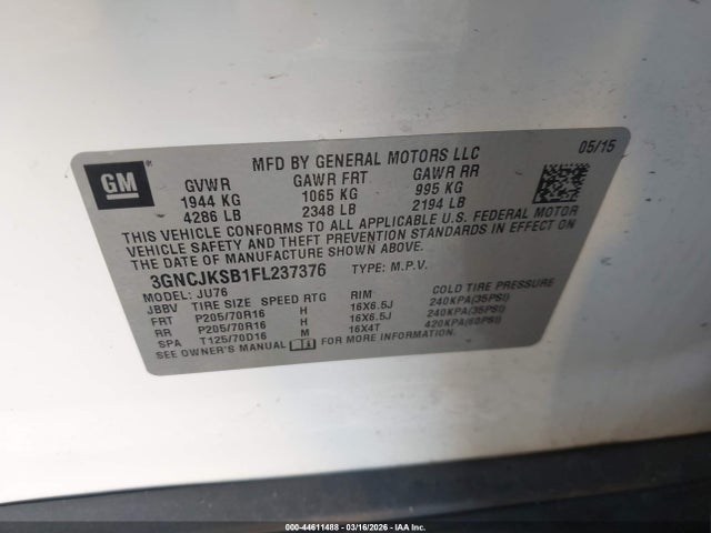 Chevrolet Trax 1ls 2015 3GNCJKSB1FL237376 Image 9
