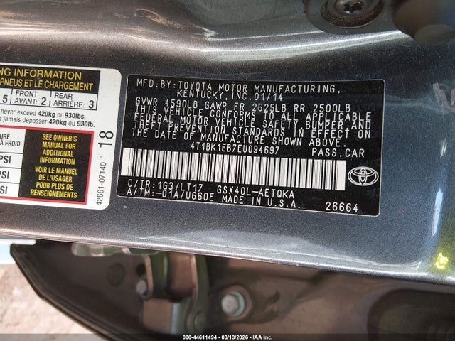 Aukcja sprzedaży 2014 Toyota Avalon Xle Touring, vin: 4T1BK1EB7EU094697, numer aukcji: 44611494