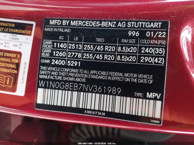 W1N0G8EB7NV361989 Mercedes-Benz Glc 300 4matic Suv