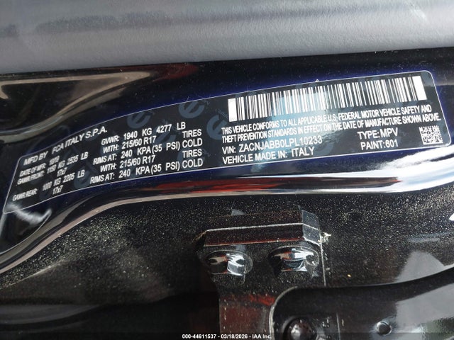 Продажа на аукционе авто 2020 Jeep Renegade Altitude Fwd, vin: ZACNJABB0LPL10233, номер лота: 44611537
