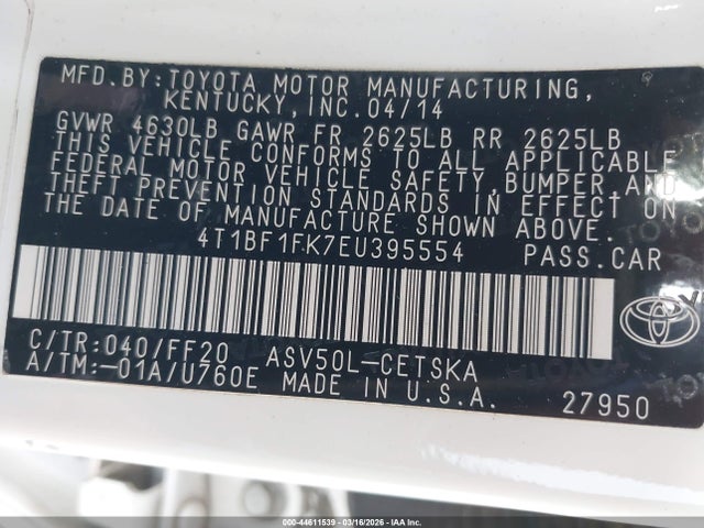 Toyota CAMRY SE 2014 4T1BF1FK7EU395554 Image 9