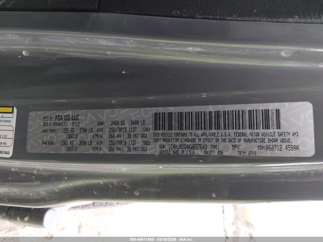 44611560 :رقم المزاد ، 1C4HJXDG4KW657643 vin ، 2019 Jeep Wrangler Unlimited Sport Altitude 4x4 مزاد بيع