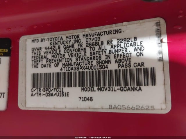 2004 TOYOTA CAMRY SOLARA 4T1CA38PX4U001504 Photo 8