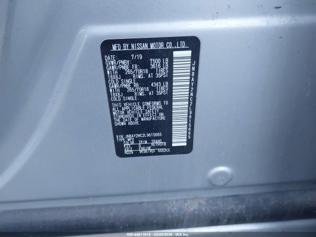 JN8AY2NC2L9615665 Nissan Armada Sv 4wd