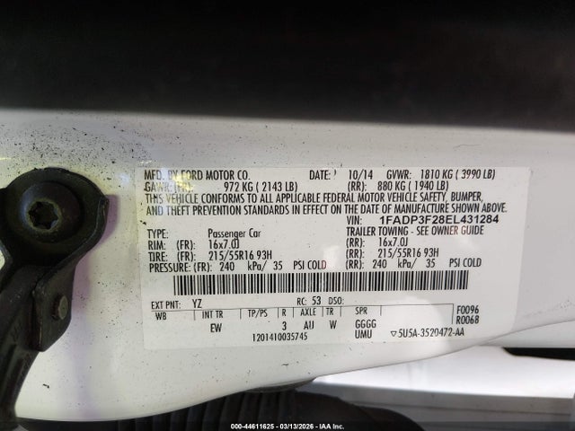Ford FOCUS SE 2014 1FADP3F28EL431284 Image 9