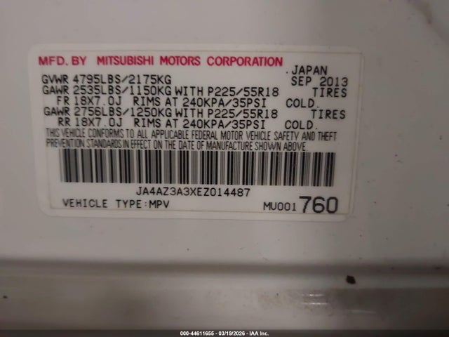 2014 MITSUBISHI OUTLANDER JA4AZ3A3XEZ014487 Photo 8