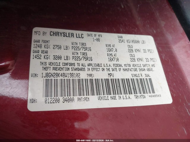 2008 JEEP LIBERTY 1J8GN28K48W198102 Photo 8