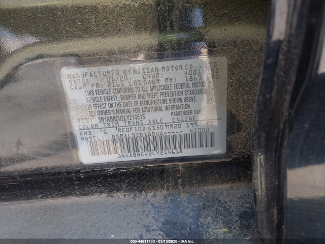 Продаж на аукціоні авто 2020 Nissan Sentra Sv Xtronic Cvt, vin: 3N1AB8CV2LY214618, номер лоту: 44611703