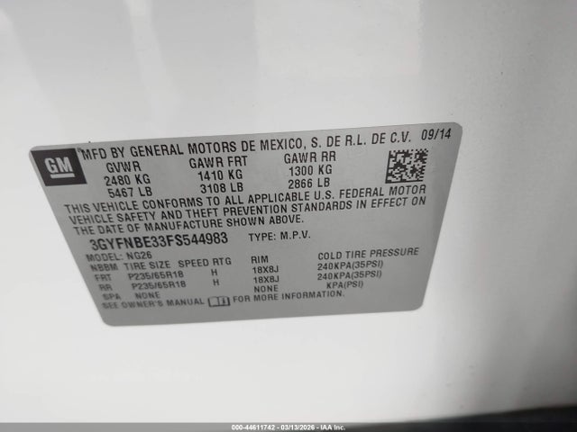 2015 CADILLAC SRX 3GYFNBE33FS544983 Photo 8