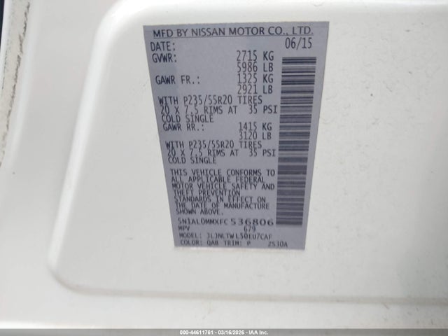 5N1AL0MMXFC536806 Infiniti QX60