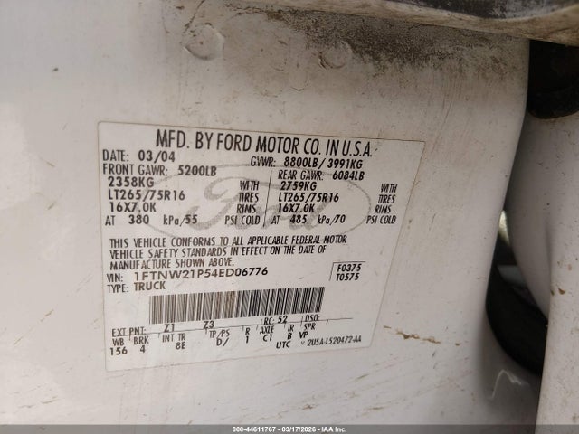 2004 FORD F-250 1FTNW21P54ED06776 Photo 8