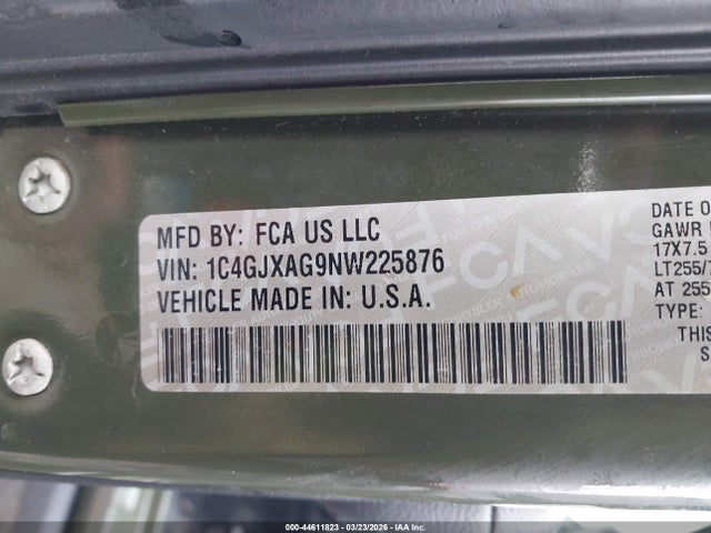 2022 JEEP WRANGLER 1C4GJXAG9NW225876 Photo 8