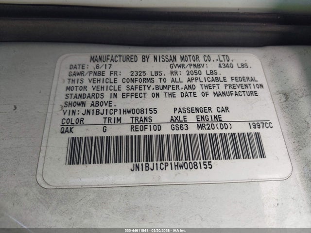 JN1BJ1CP1HW008155 Nissan Rogue Sport Sv