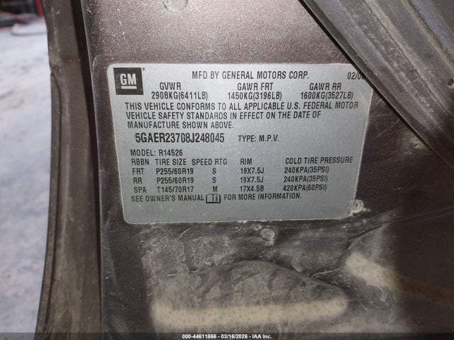 Продажа на аукционе авто 2008 Buick Enclave Cxl, vin: 5GAER23708J248045, номер лота: 44611866