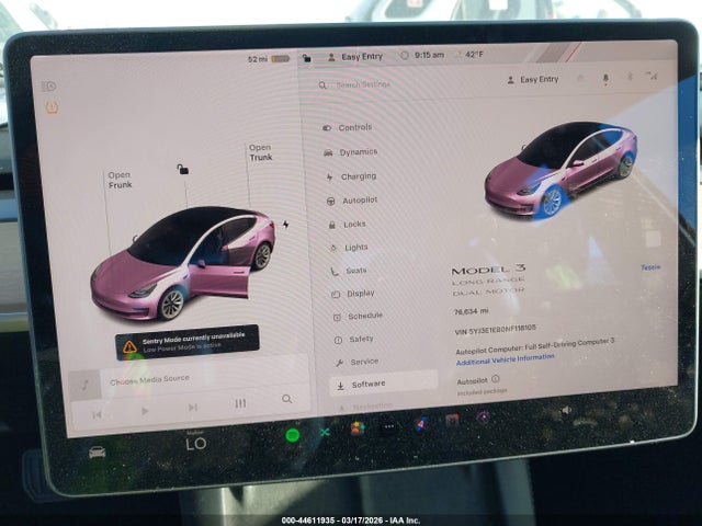44611935 :رقم المزاد ، 5YJ3E1EB0NF118105 vin ، 2022 Tesla Model 3 Long Range Dual Motor All-wheel Drive مزاد بيع