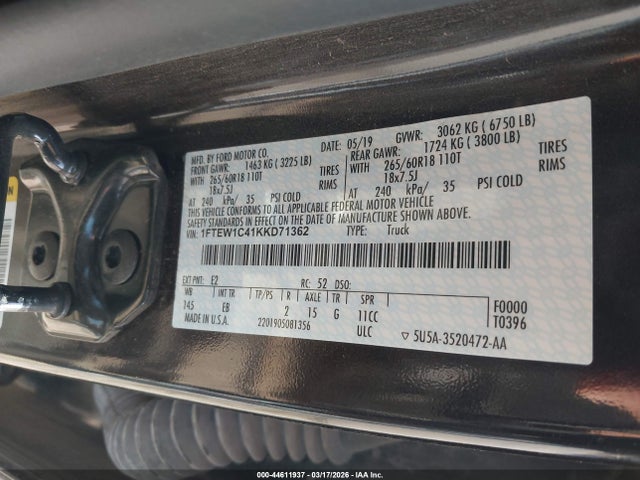 2019 FORD F-150 1FTEW1C41KKD71362 Photo 8