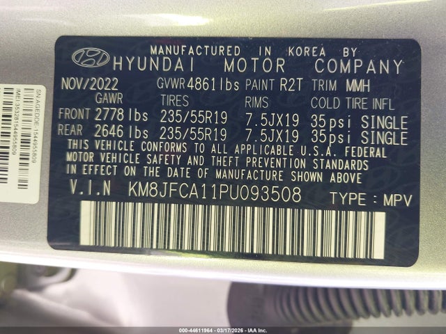 Aukcja sprzedaży 2023 Hyundai Tucson Hybrid Sel Convenience, vin: KM8JFCA11PU093508, numer aukcji: 44611964