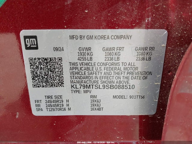 44611966 :رقم المزاد ، KL79MTSL9SB088510 vin ، 2025 Chevrolet Trailblazer Fwd Rs مزاد بيع