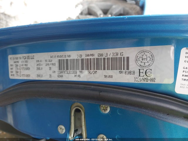 44611994 :رقم المزاد ، 1C6RR7KT3LS112658 vin ، 2020 Ram 1500 Classic St مزاد بيع