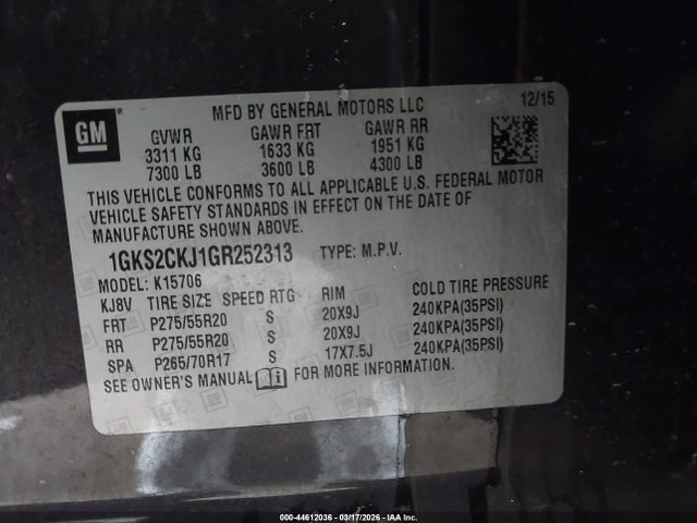 1GKS2CKJ1GR252313 GMC YUKON DENALI