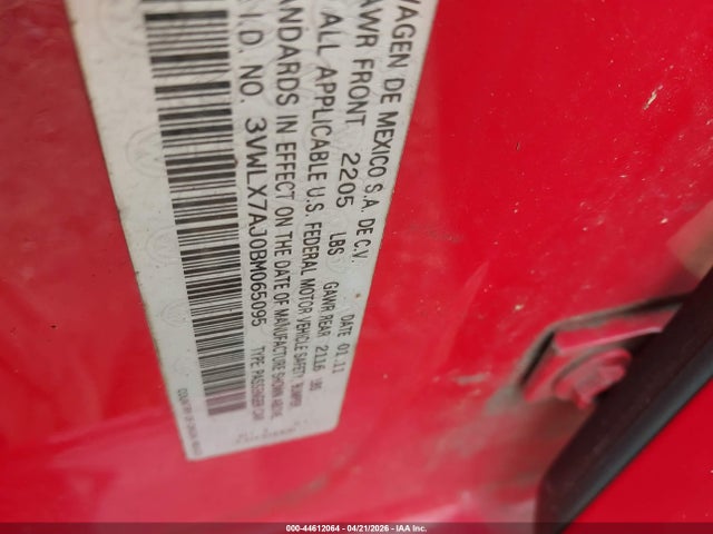 2011 Volkswagen Jetta 2.5l Sel მანქანა იყიდება აუქციონზე, vin: 3VWLX7AJ0BM065095, აუქციონის ნომერი: 44612064