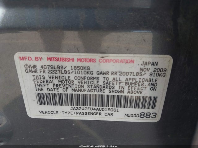 2010 MITSUBISHI LANCER JA32U2FU4AU019081 Photo 8